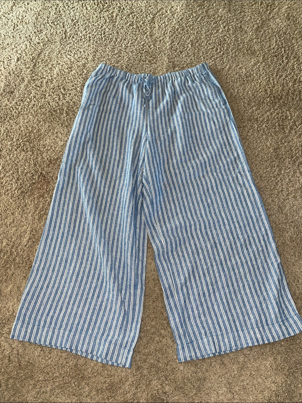 Old Navy Blue & White Striped Pull-On Wide-Leg Pants